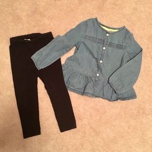 Gymboree Chambray button down and leggings